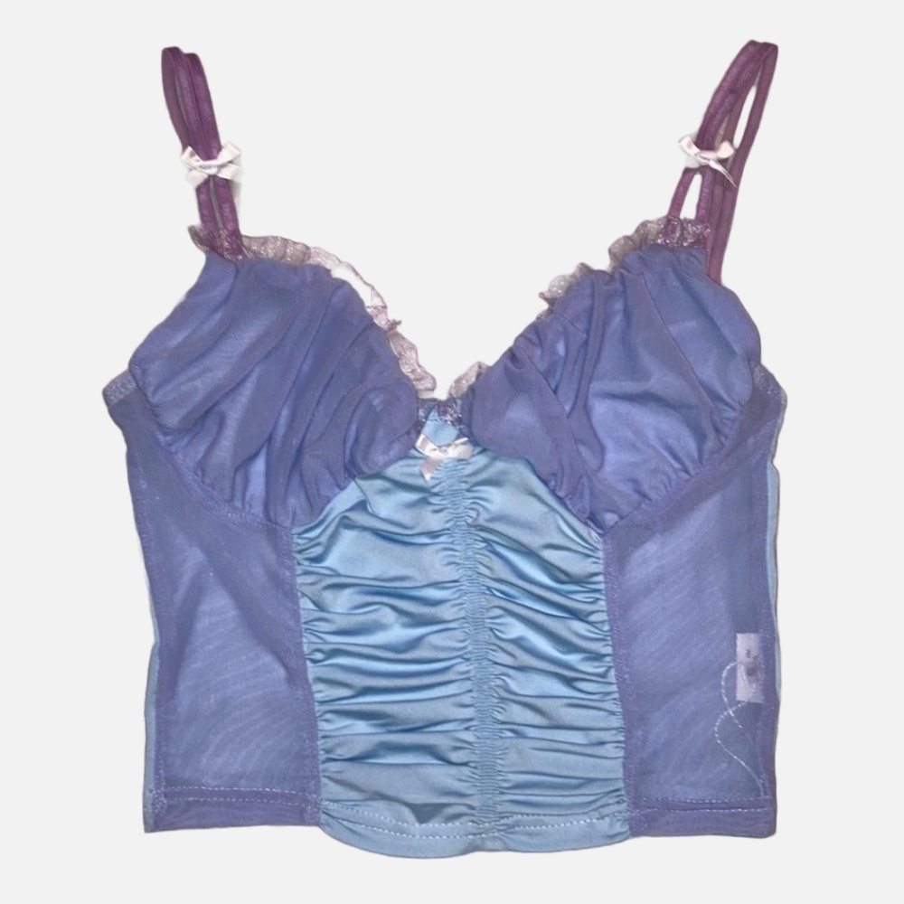 YesStyle Cropped Ruched Cami Top Small